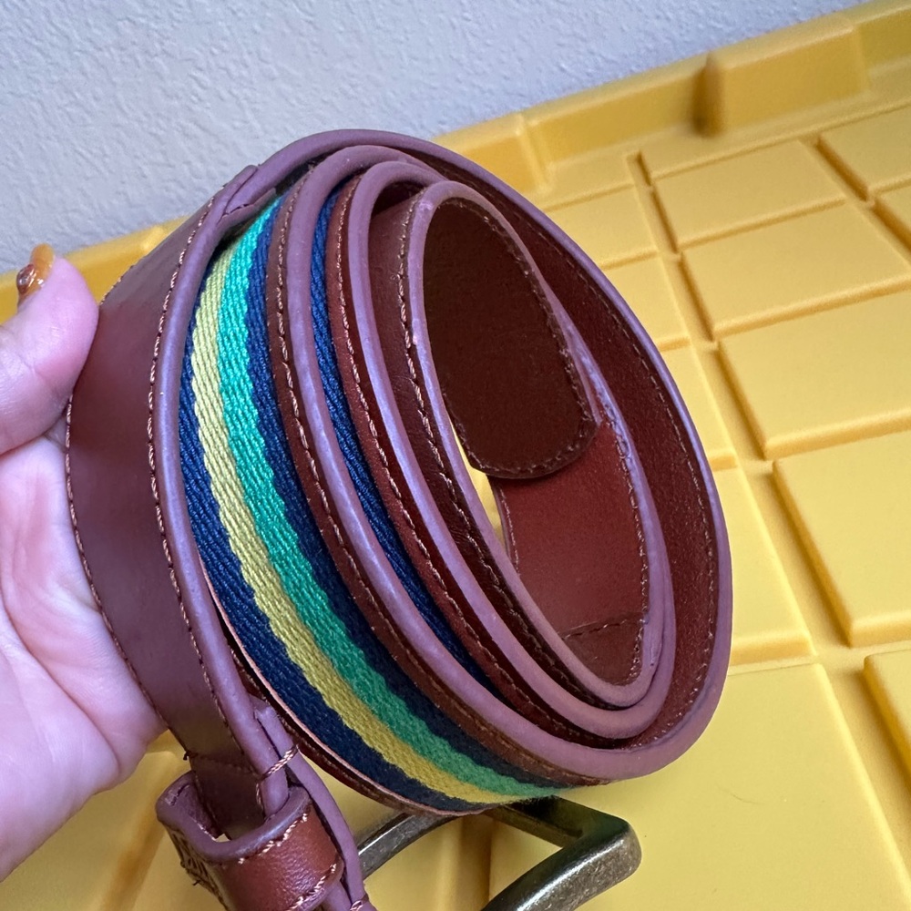 Mishka Brown stripped Leather Men's Belt